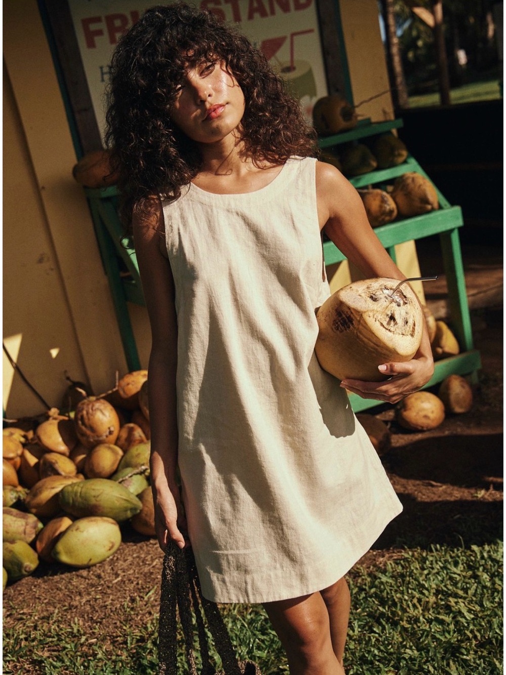 Free People Full of Sunshine Cotton- Linen Mini Dress